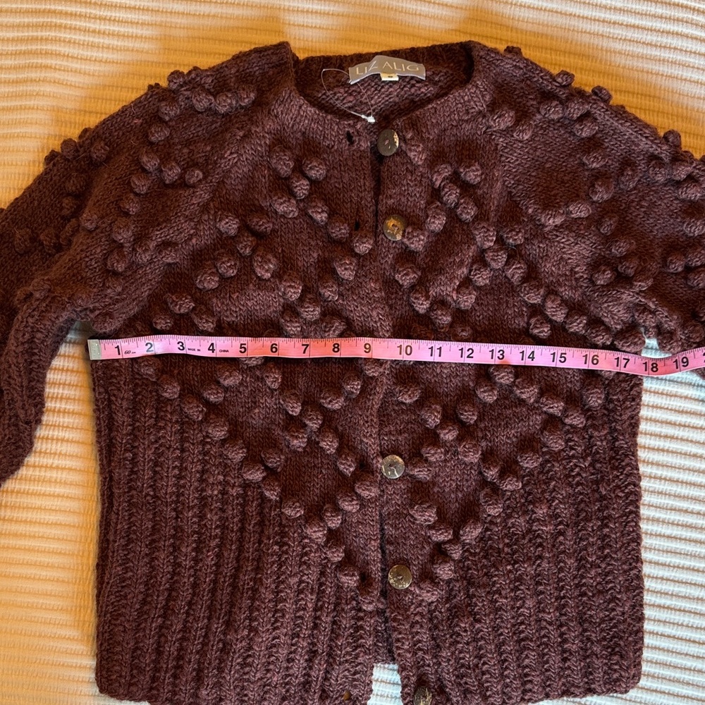 Liz Alig Chunky Bobble/Pom Cardigan